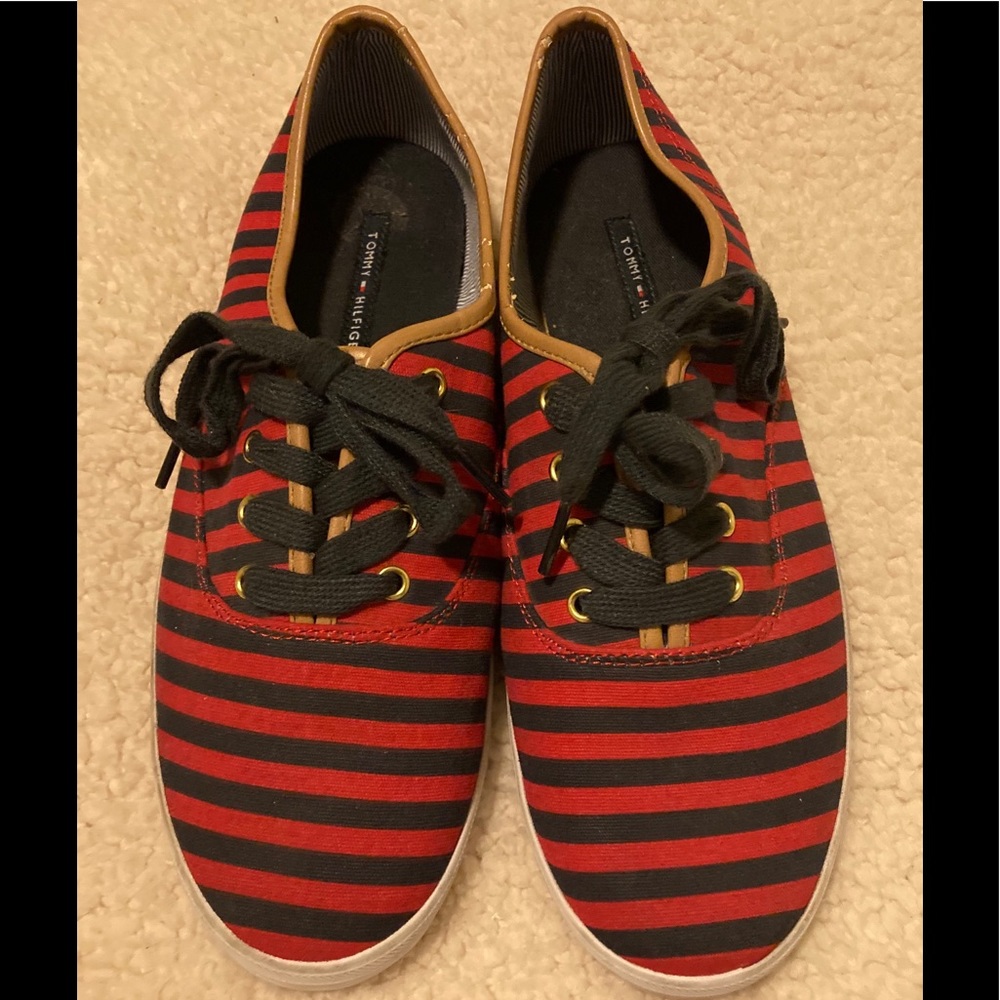 - Tommy Hilfiger blue/red striped canvas sneakers